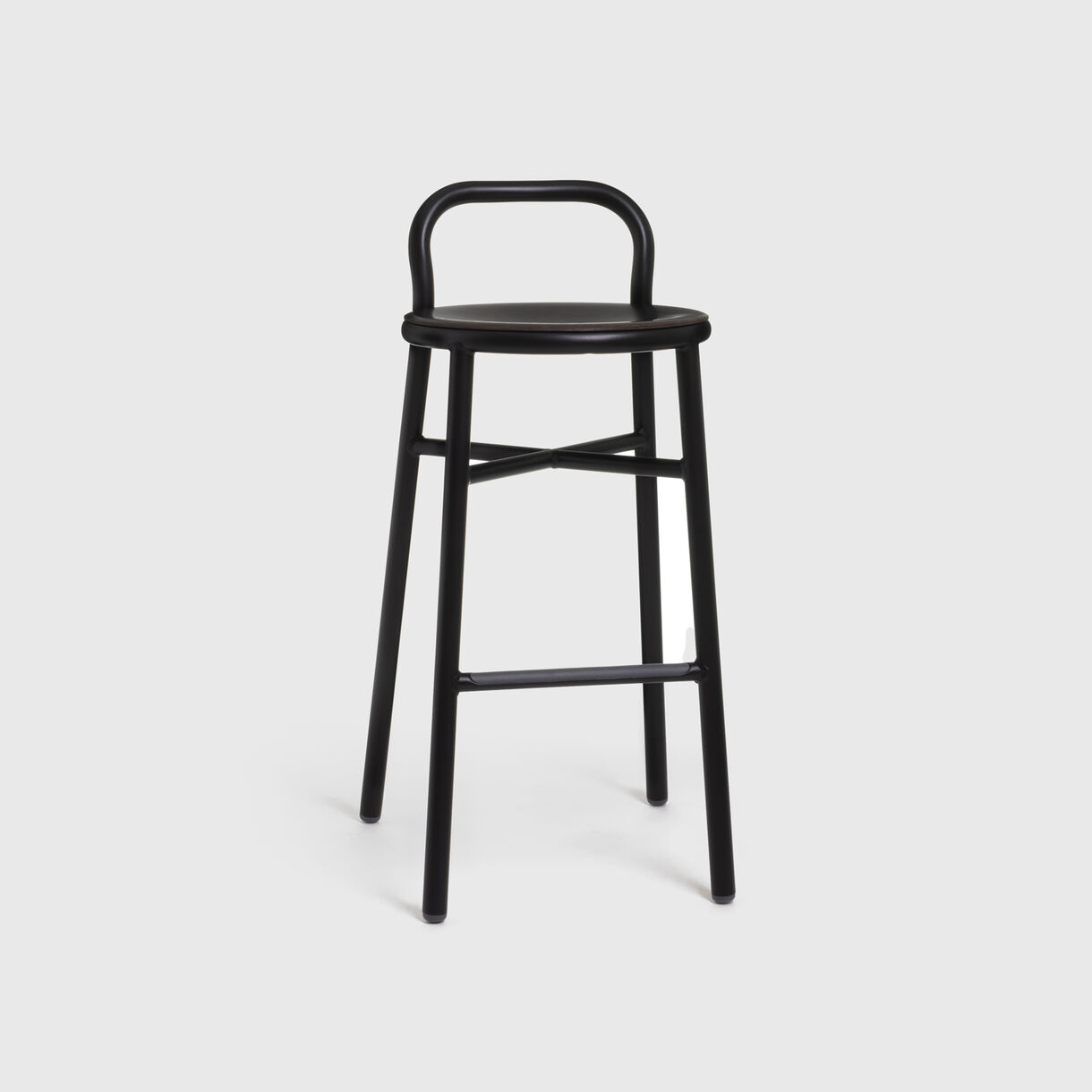 Pipe Indoor Stool, Bar, Beech Black