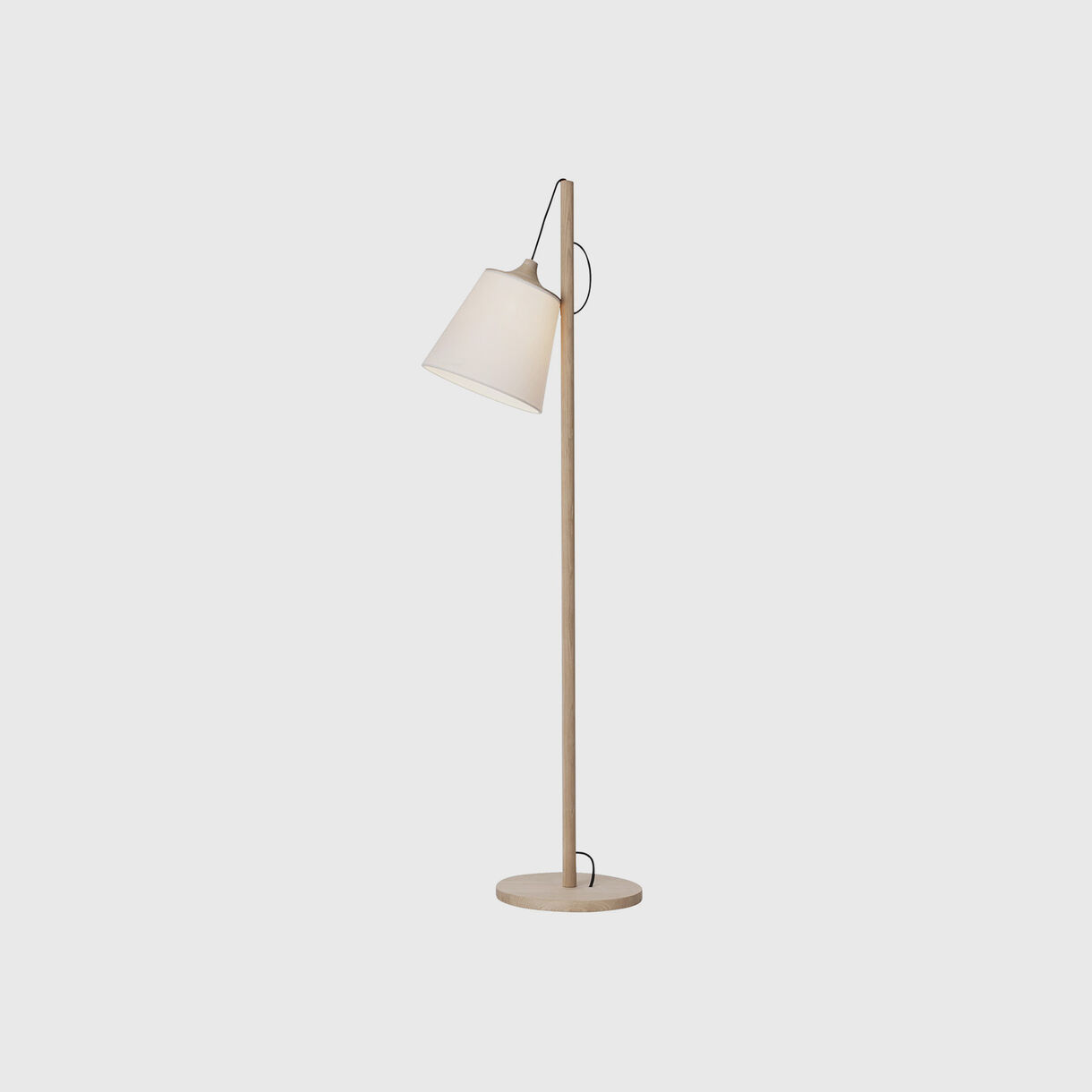 Pull Floor Lamp, Oak & White, On