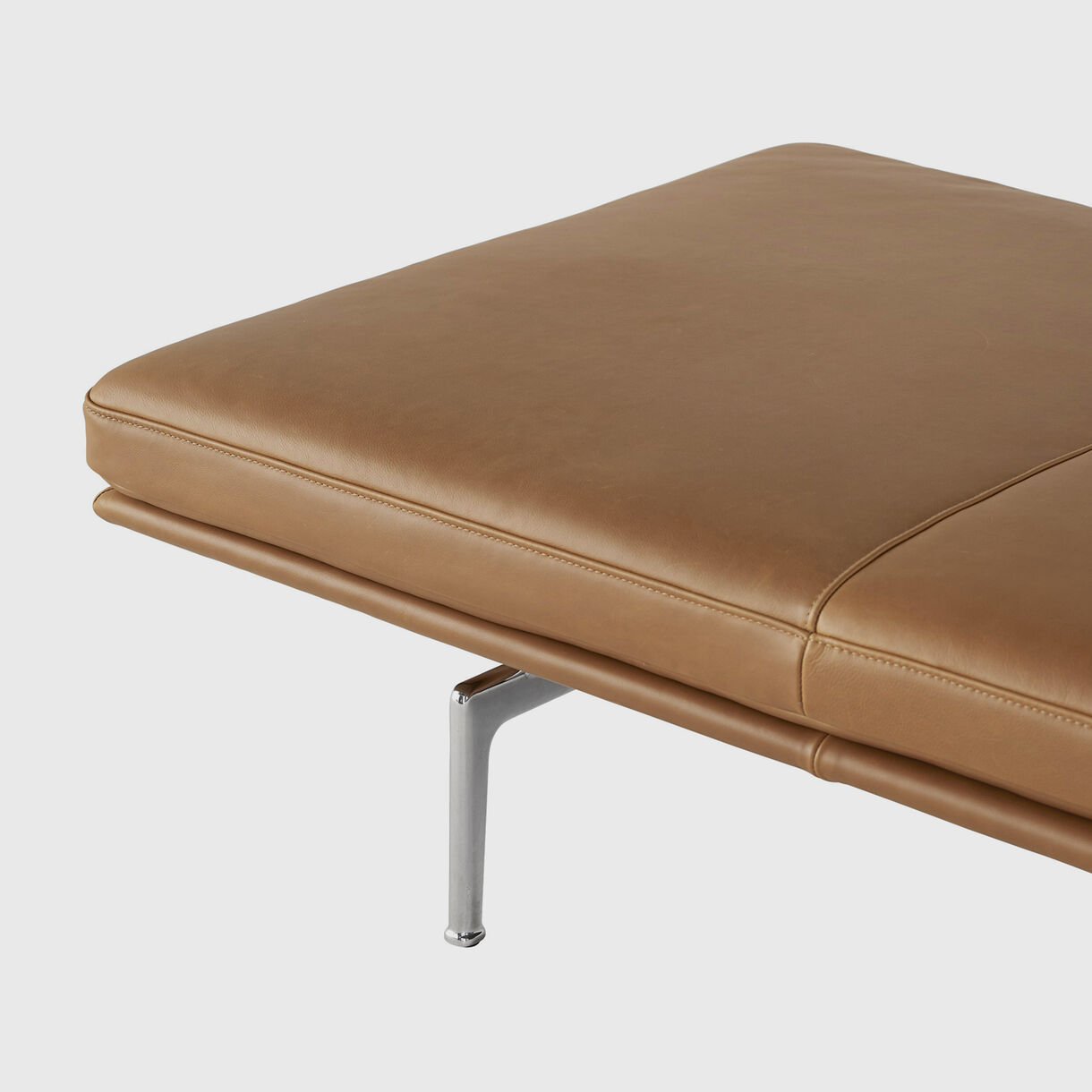 Outline Daybed, Cognac Leather & Aluminium Base