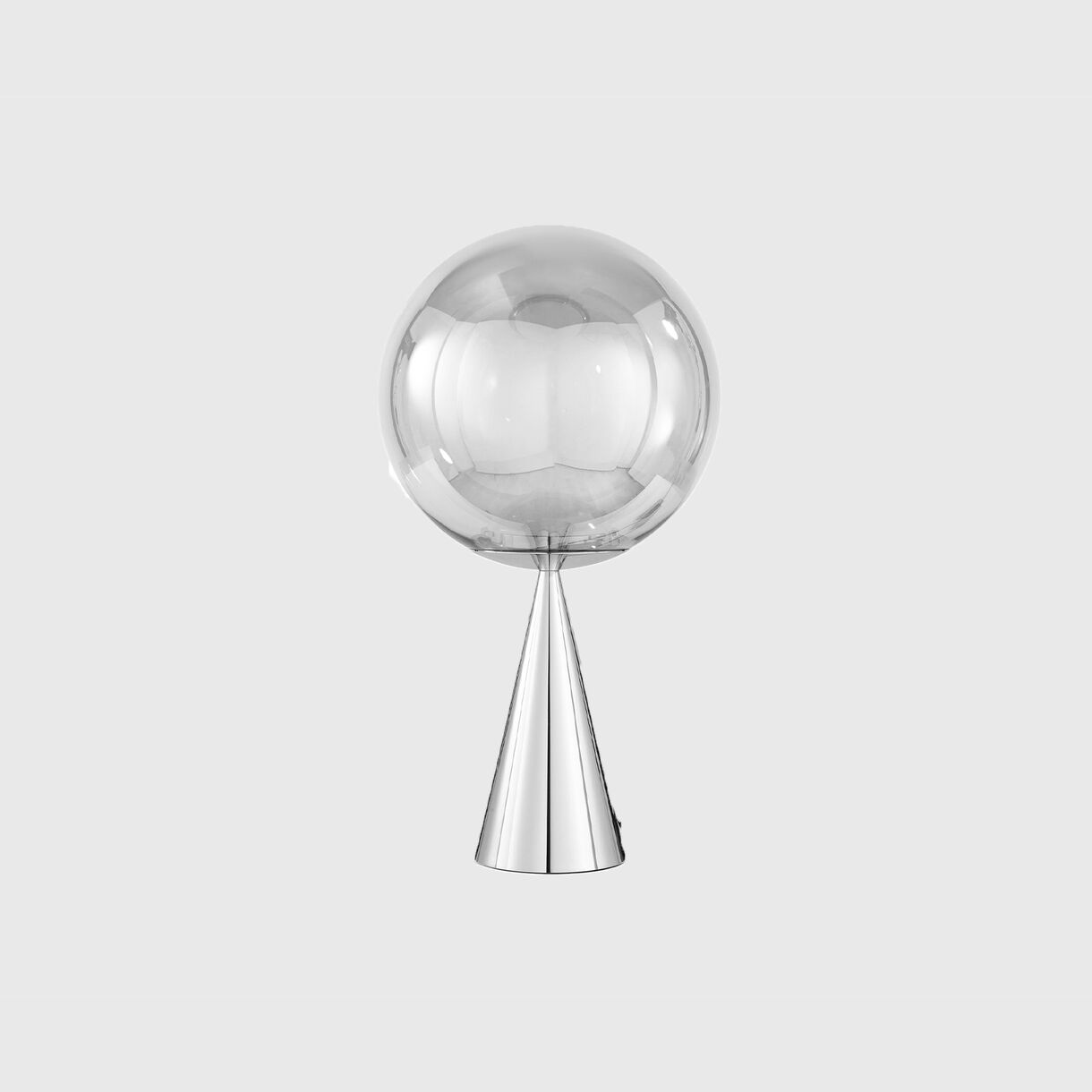 Globe Cone Fat Table Lamp, Silver Base, Silver