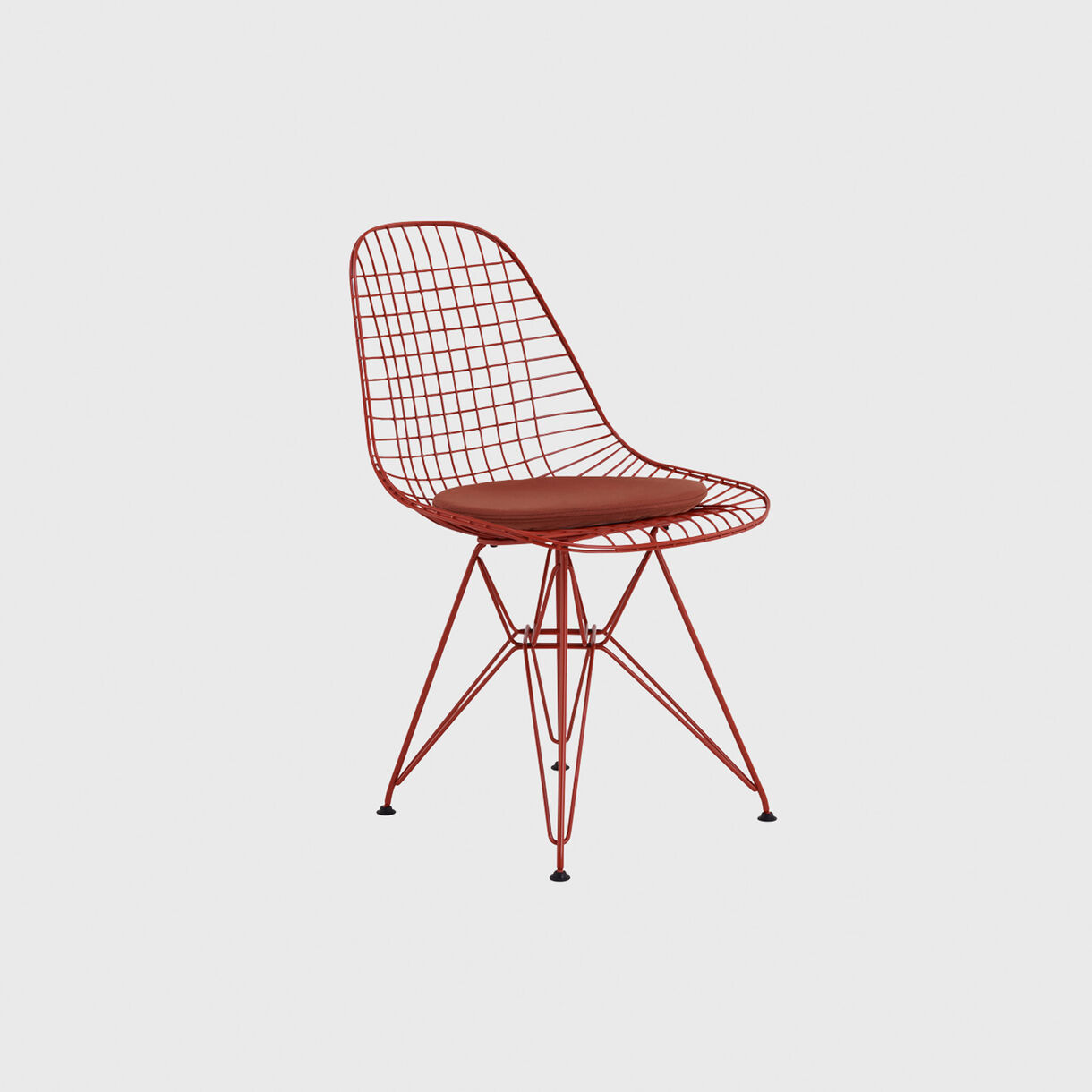 Eames Wire Chair, Upholstered Seat Pad, Iron Red