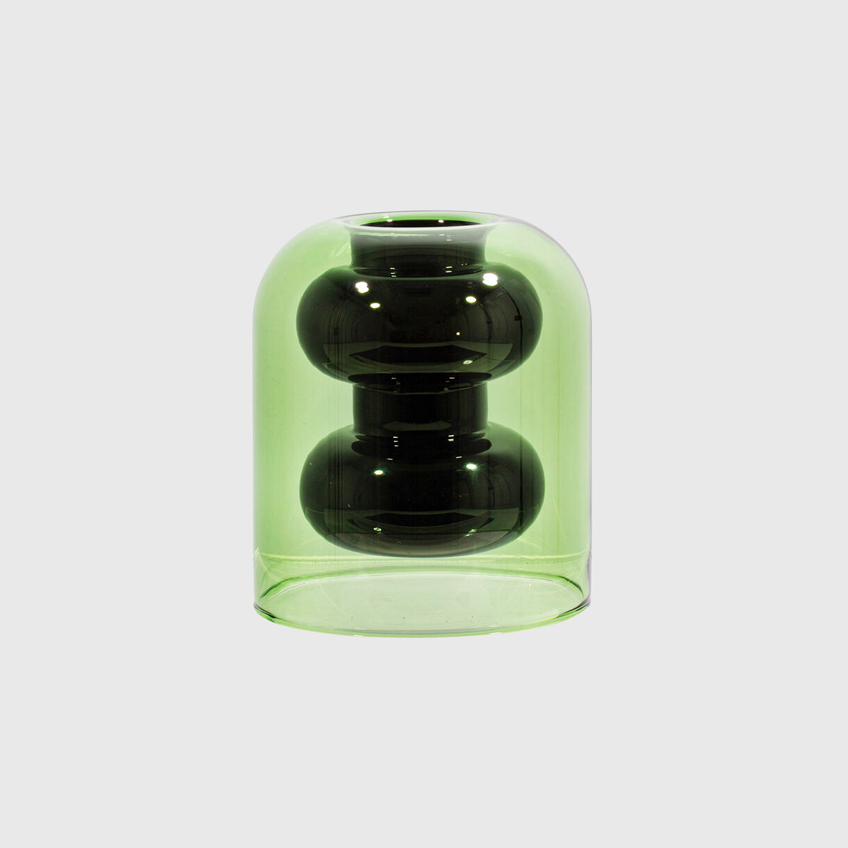 Bump Short Vase, Green Black
