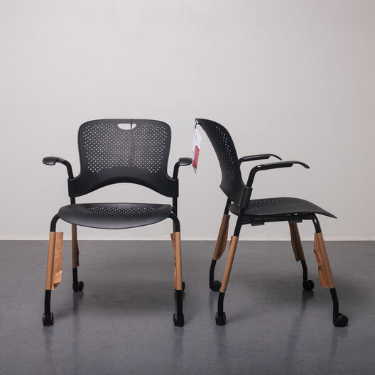 Caper Stacking Chair, with Arms, Black