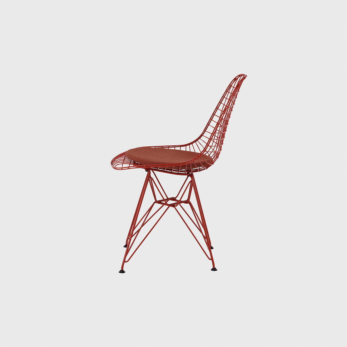 Eames Wire Chair, Upholstered Seat Pad, Iron Red