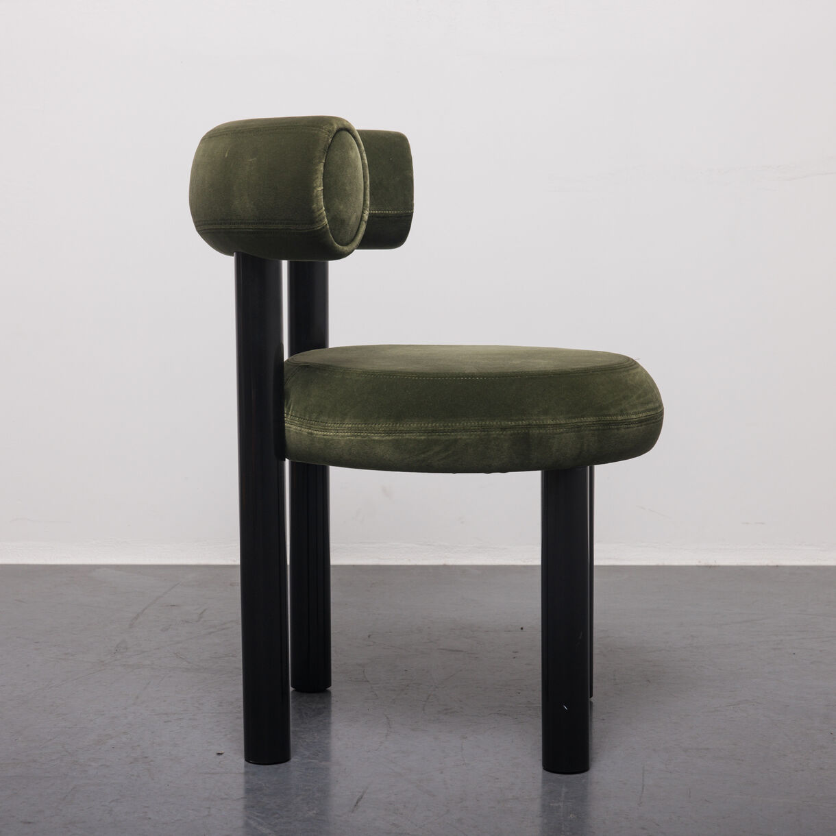 Fat Dining Chair, Black Steel and Hero 2 Upholstery