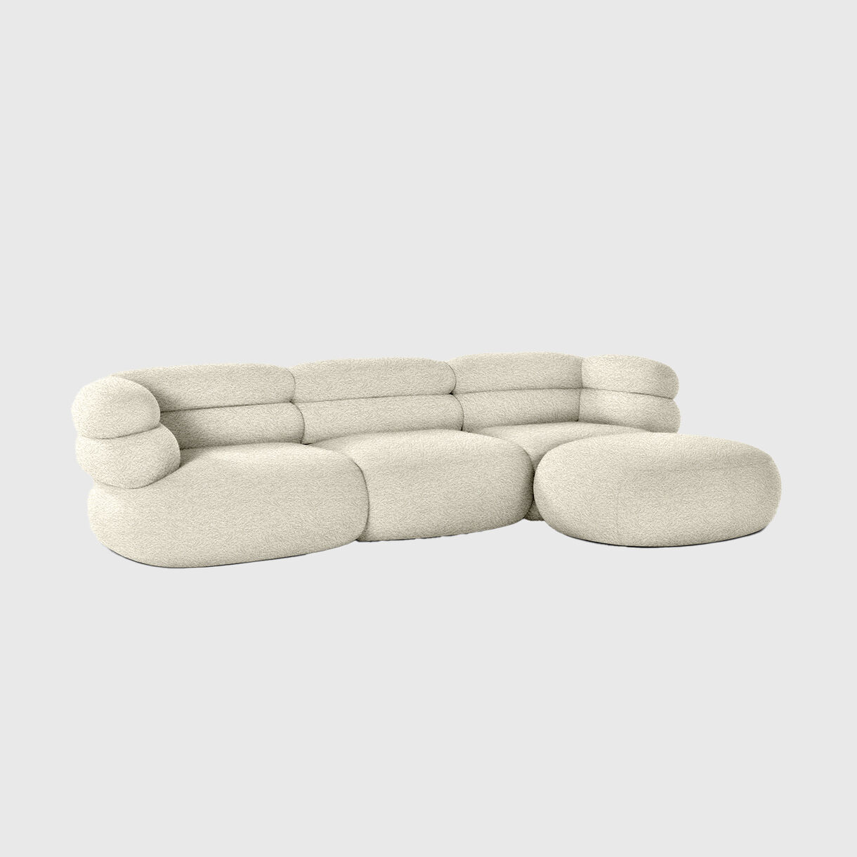 Biboni Sofa with Chaise Lounge, Solid Cream