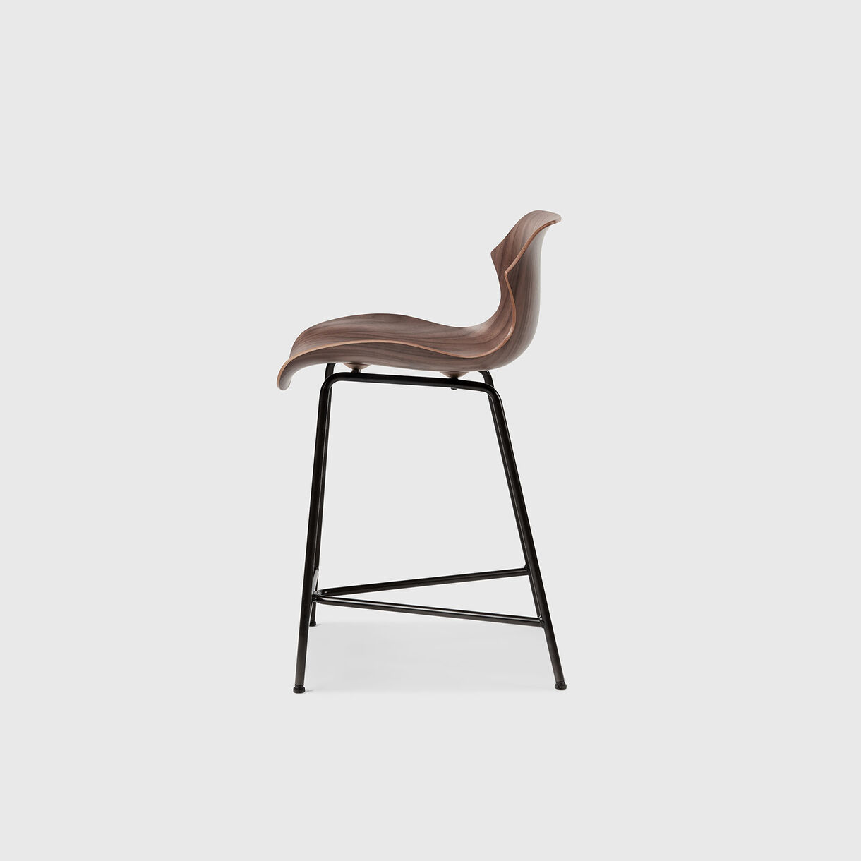 Petal Metal Base Counter Stool, Walnut