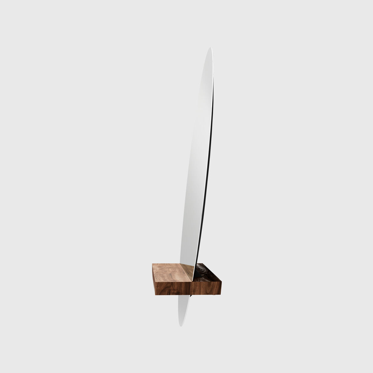 Guillotine Round Mirror, Walnut