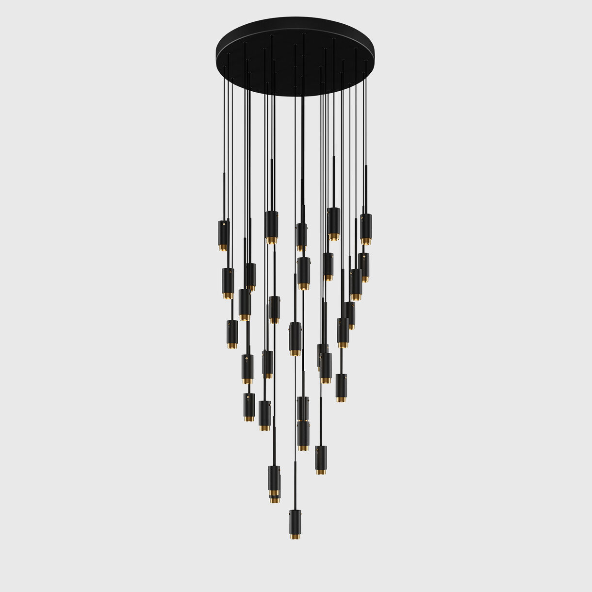 Exhaust Chandelier 31.0, Surface, Graphite & Brass