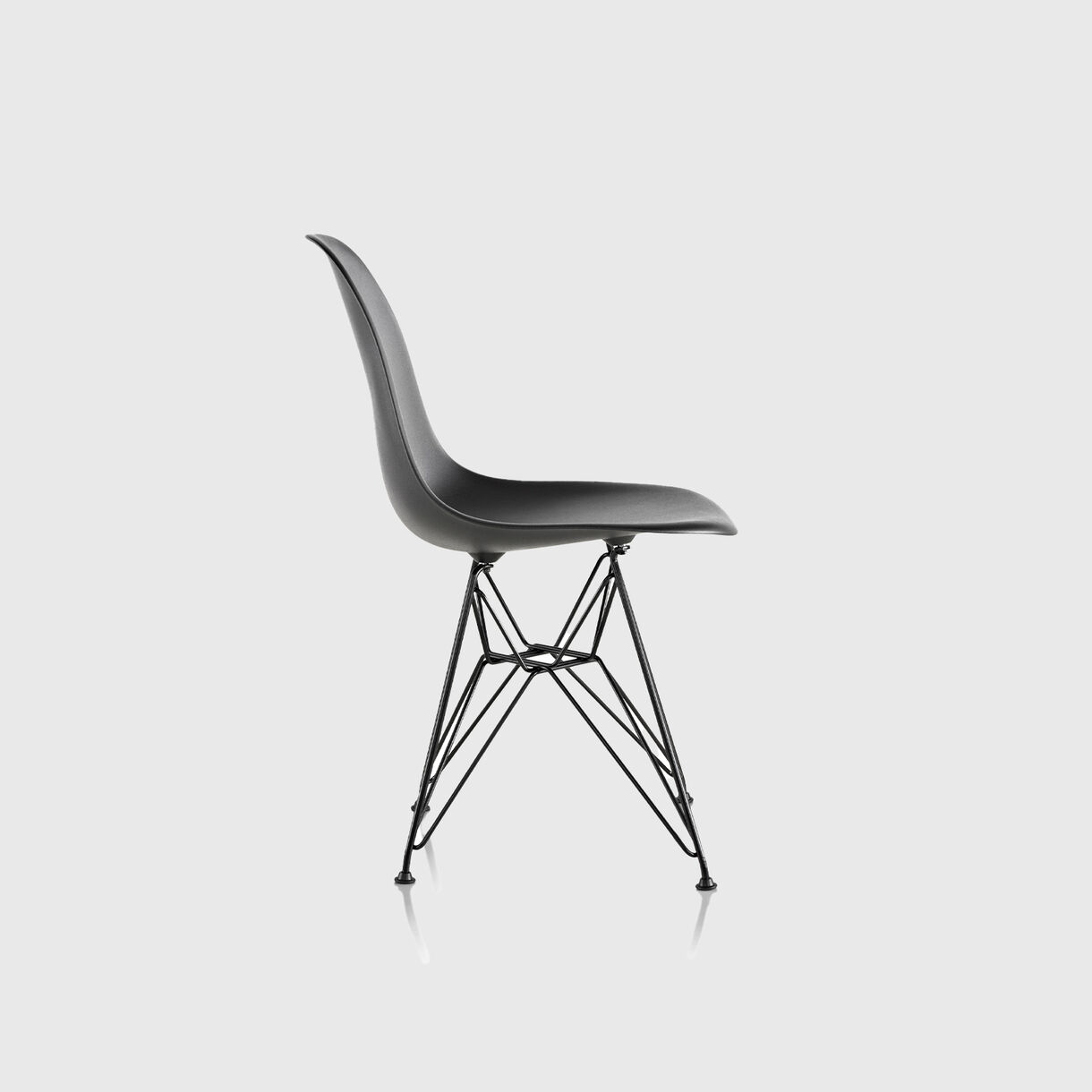 Eames Moulded Plastic Side Chair, Black Seat, Black Base