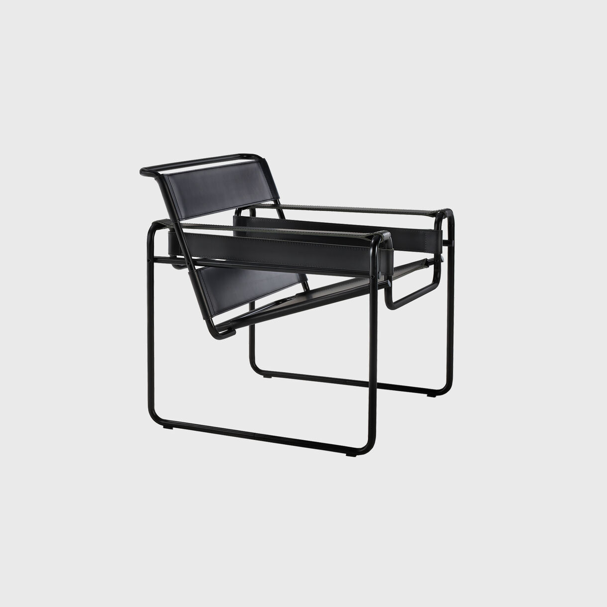 Wassily Chair, Matte Black, Black Leather