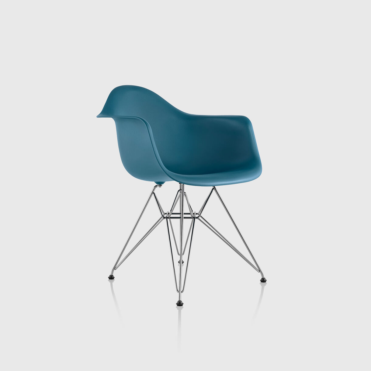 Eames Moulded Plastic Armchair, Peacock Blue & Chrome