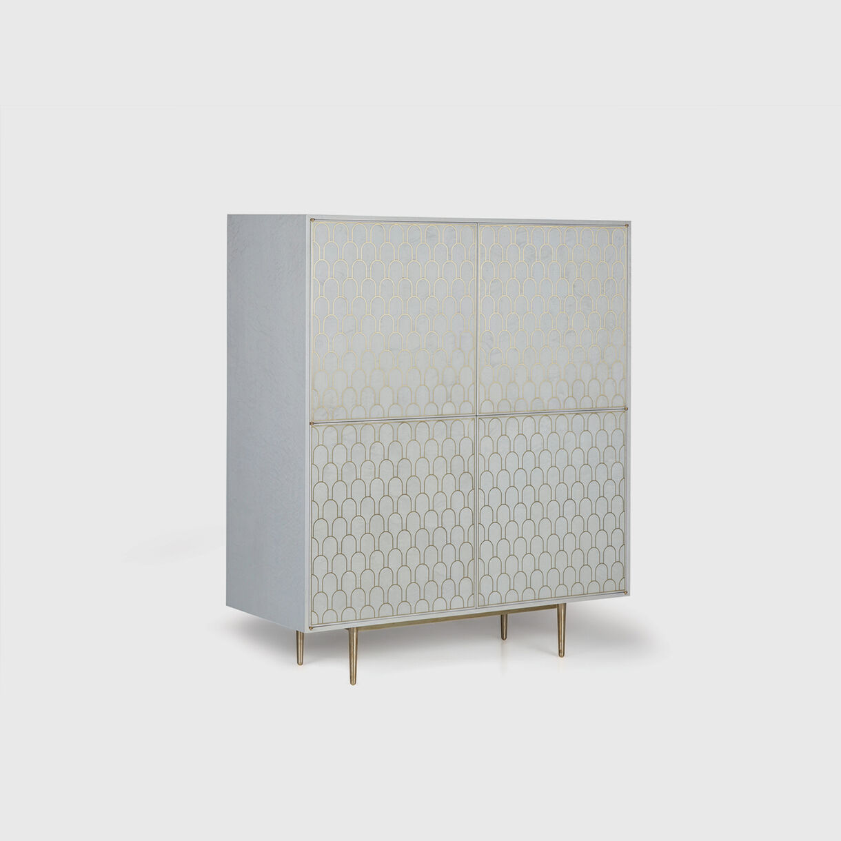 Nizwa 2 by 2-Door Cabinet, White & Brass