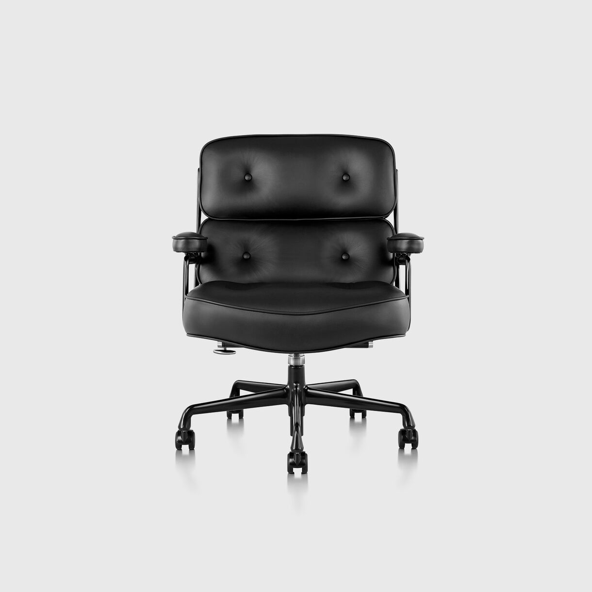 Eames Executive Chair with Casters - Black Leather & Black Frame
