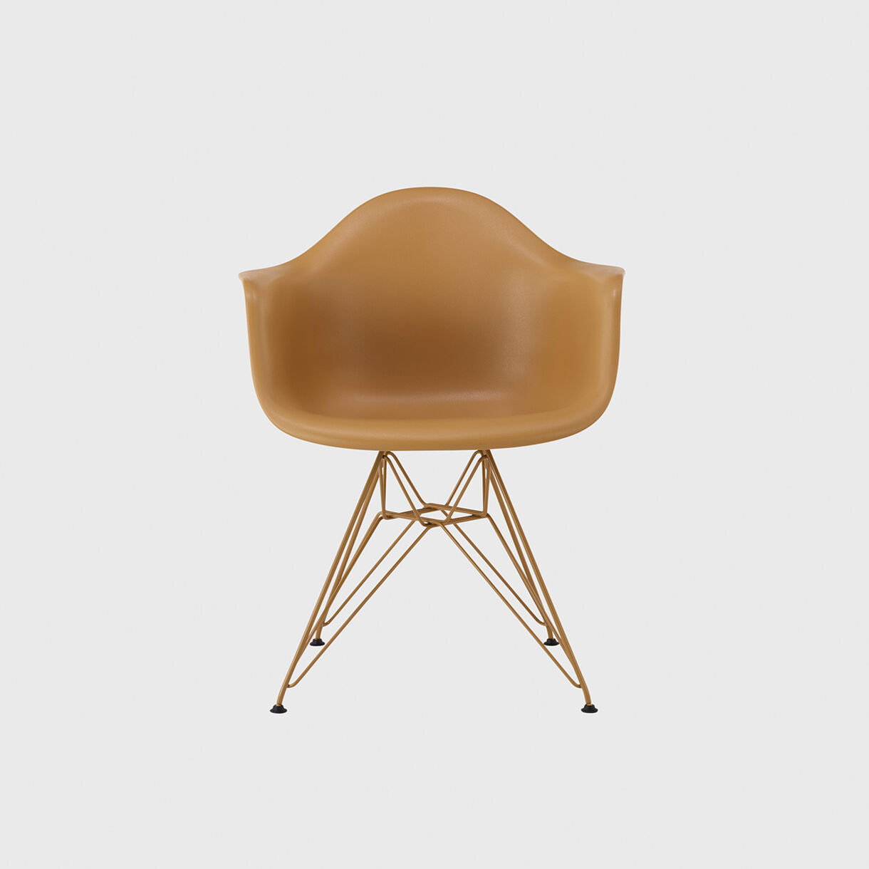 Eames Moulded Plastic Armchair, Wire Base, Toffee