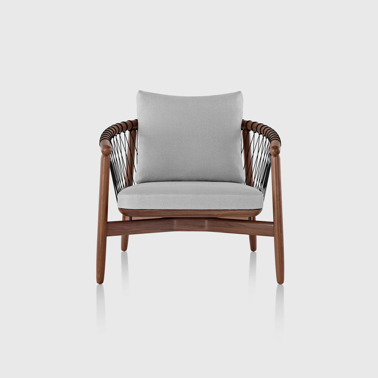 Crosshatch Lounge Chair, Walnut & Gray Wool Epingle