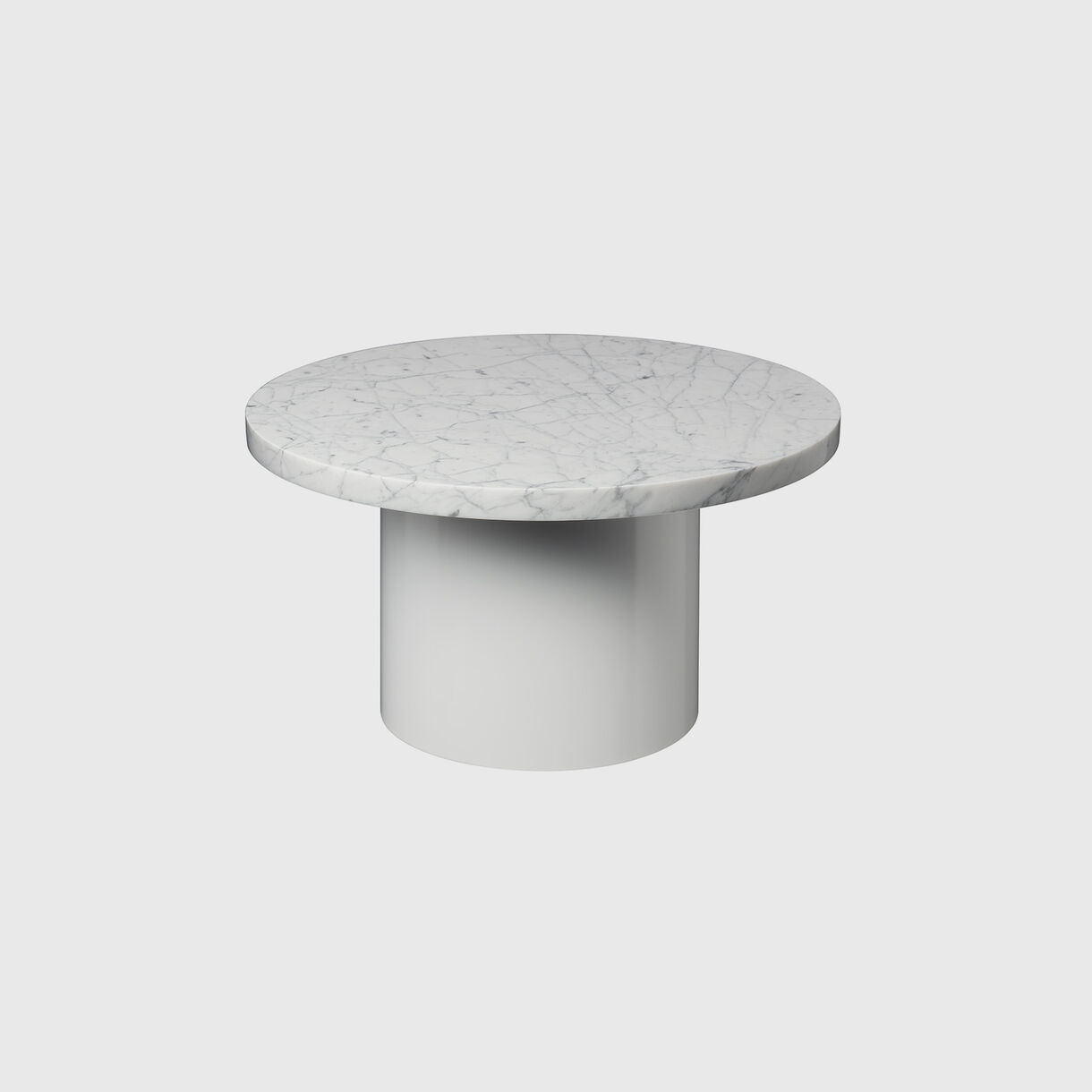 Enoki Side Table, Low, Signal White & White Marble