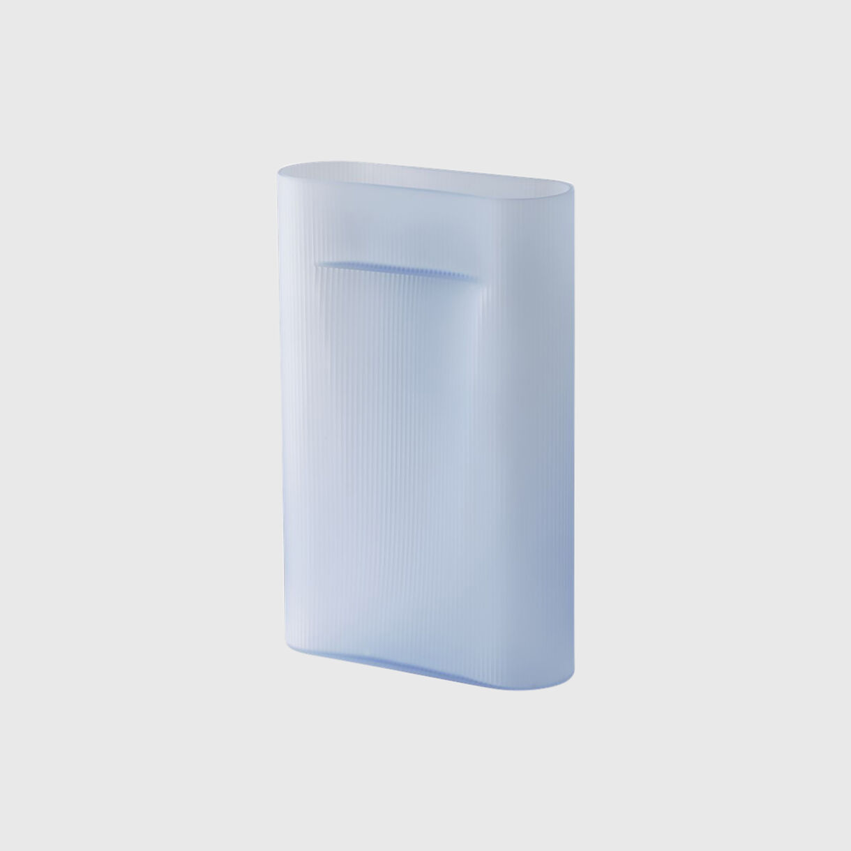 Ridge Vase, Frosted Glass, Light Blue, Large