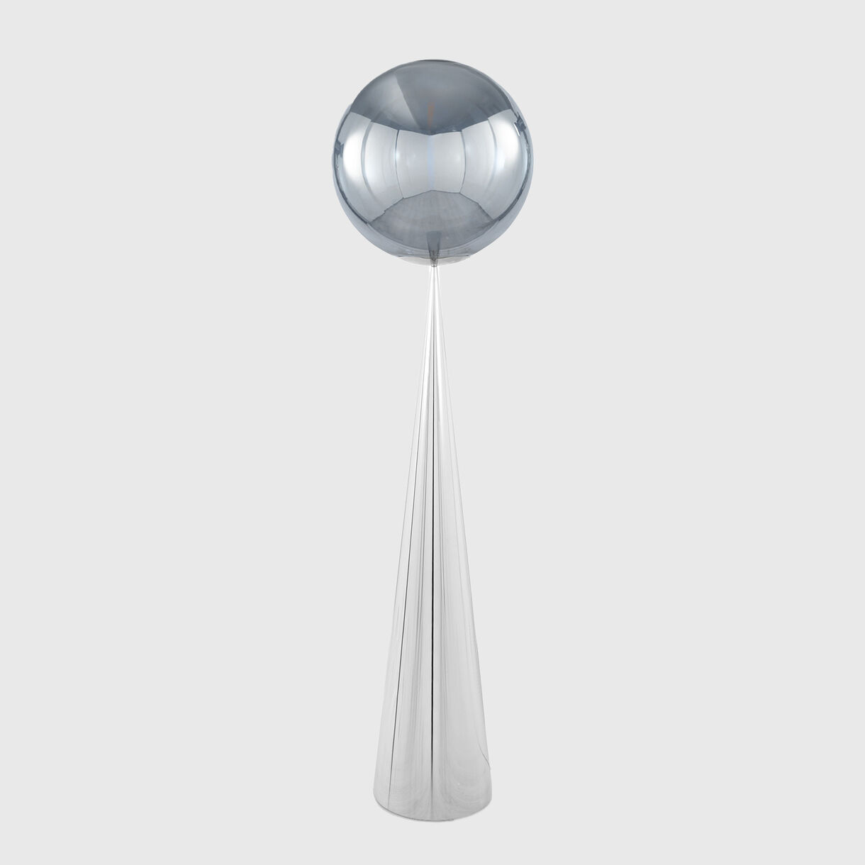 Globe Cone Fat Floor Lamp, Silver Base, Silver