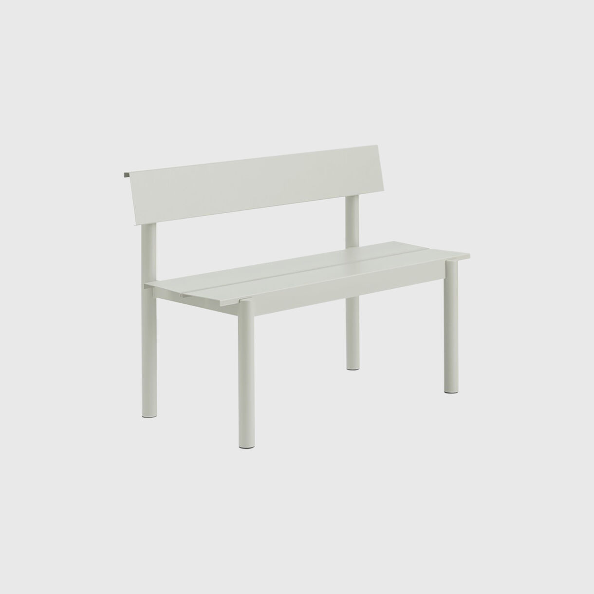 Linear Steel Bench with Backrest, Short, Grey