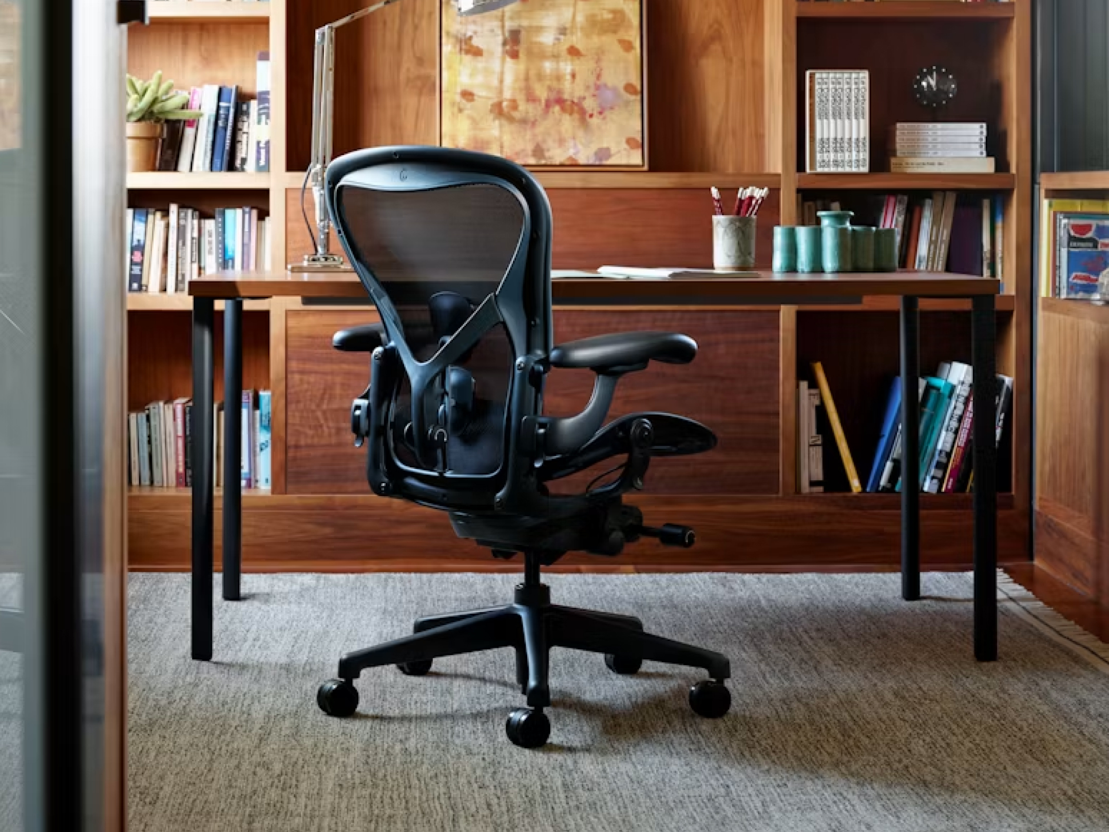 Herman Miller Aeron Chair detail with aluminium base