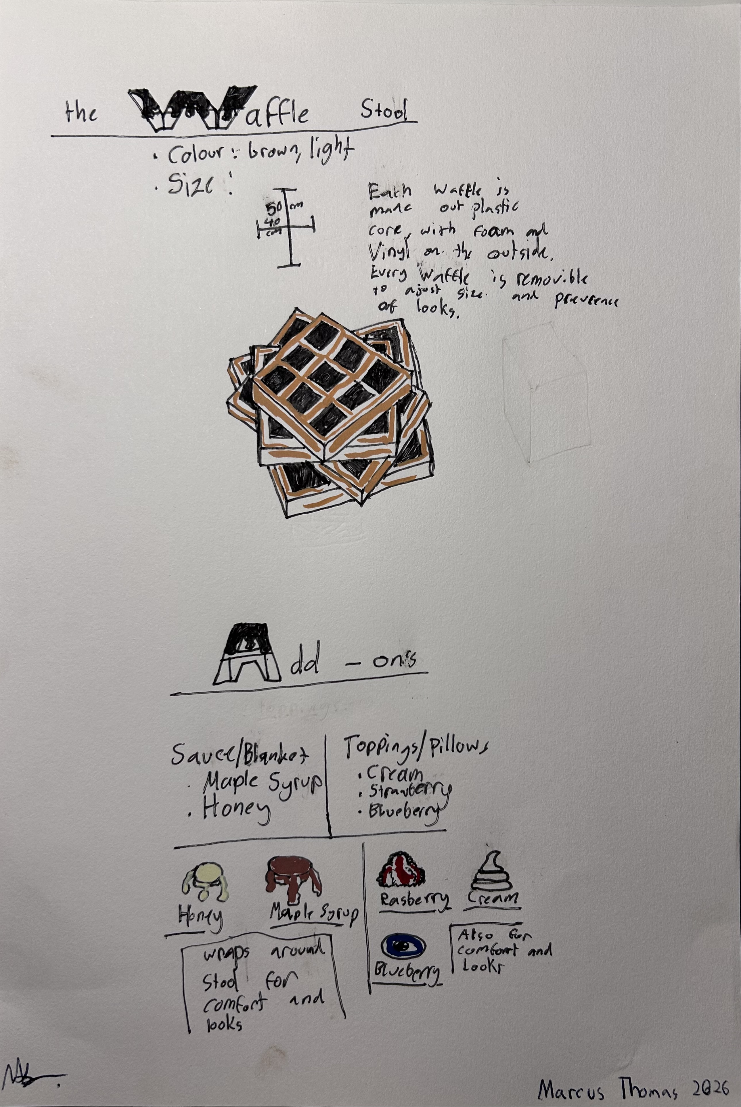 The Waffle Stool drawing by Marcus T.