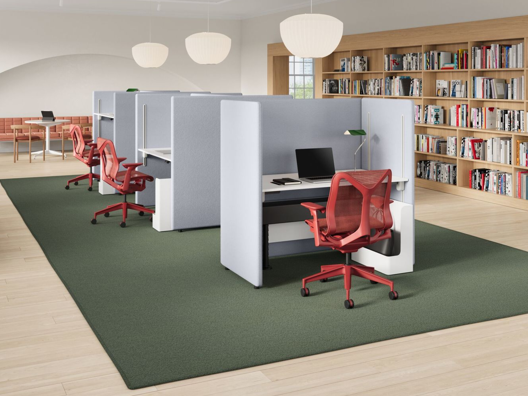 Herman Miller Bound Sit-Stand Booth and Desking 2