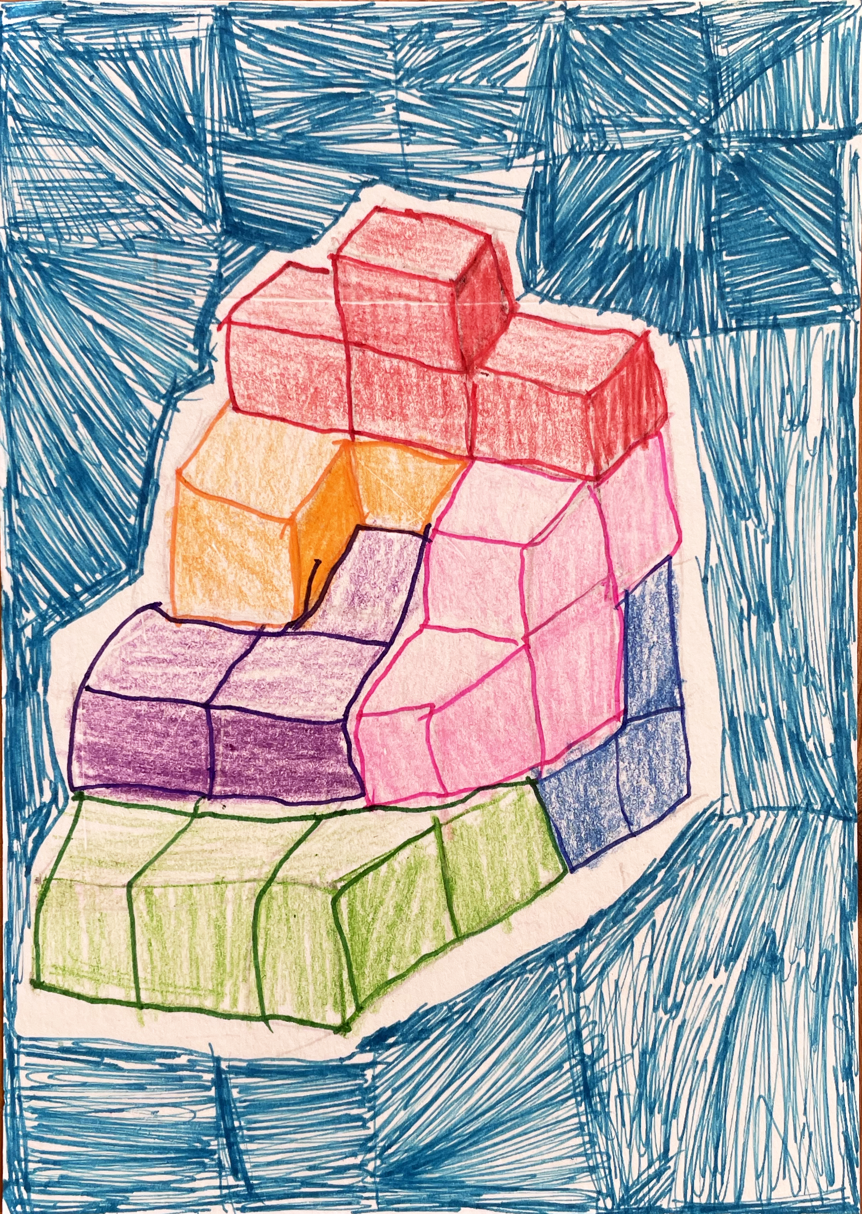 Rainbow Craft Block Chair drawing by Heath P.