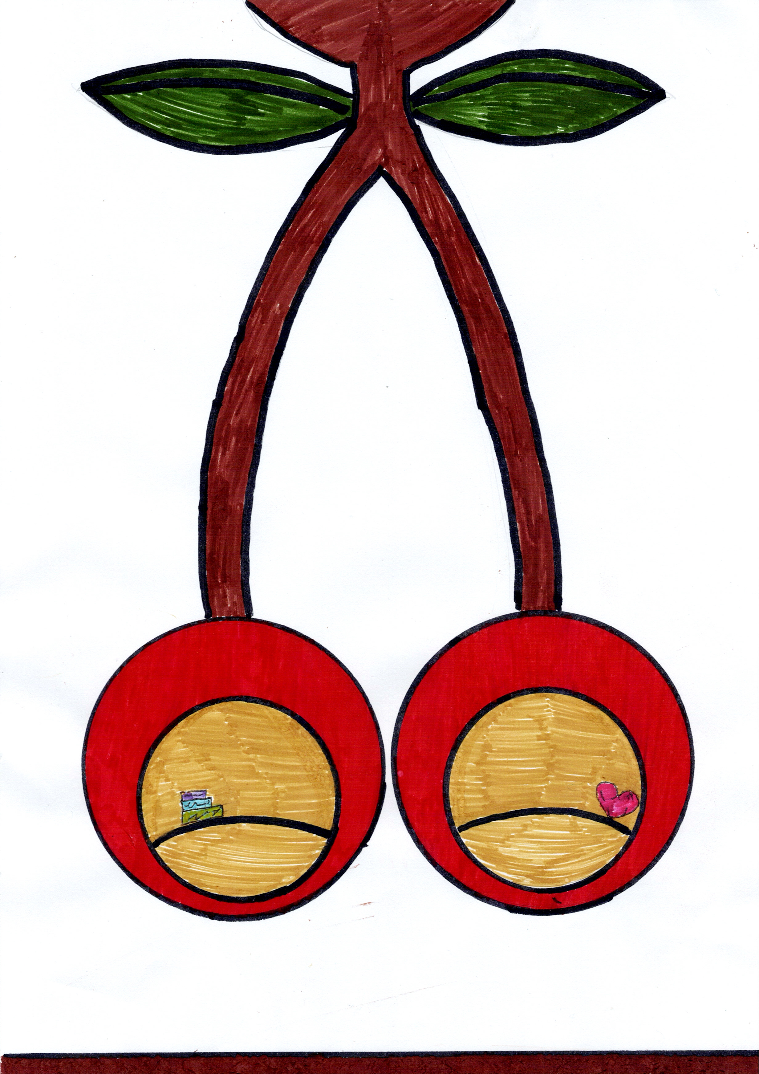 Cherry Chairs drawing by Mishka K.
