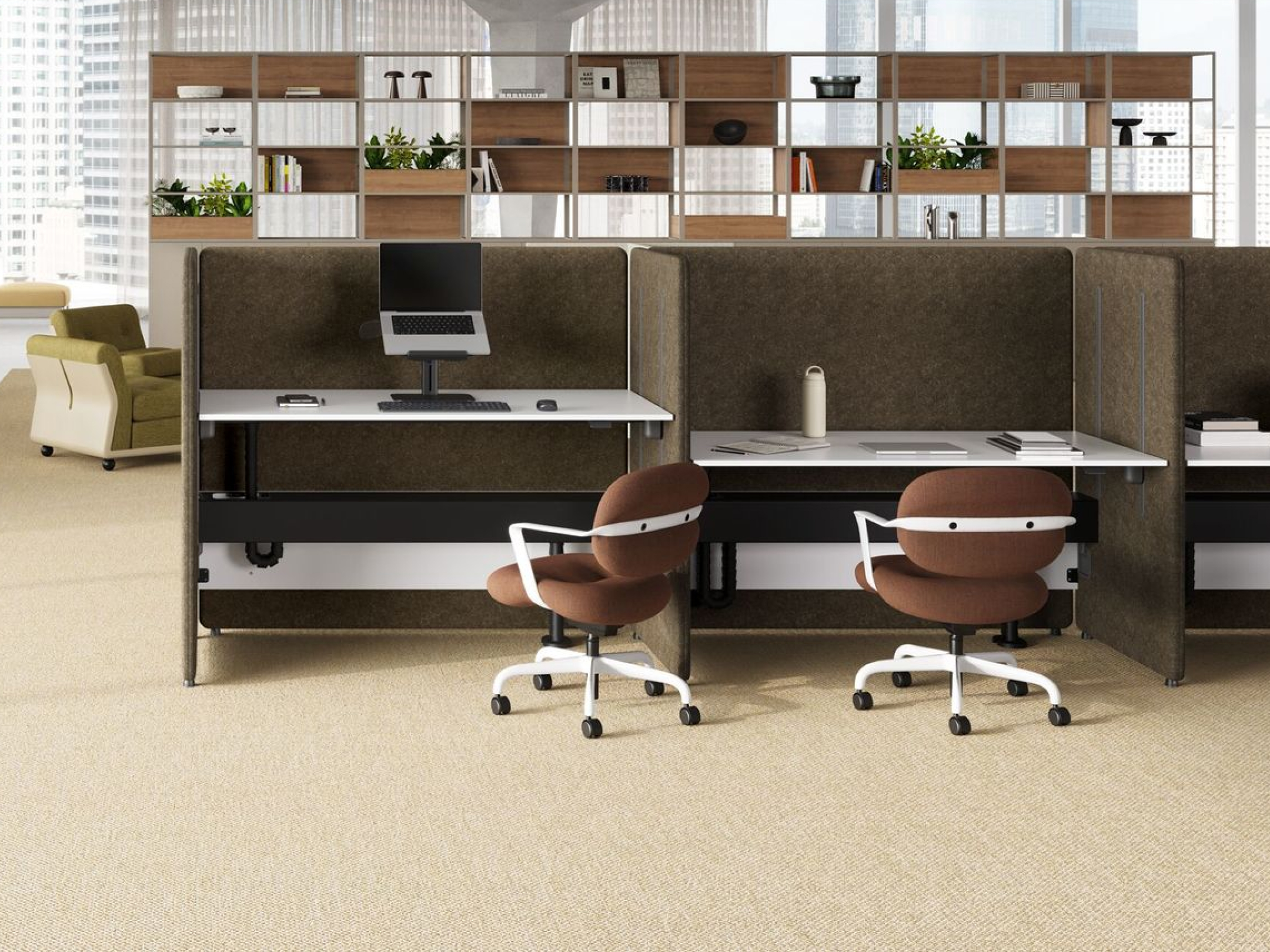 Herman Miller Bound Sit-Stand Booth and Desking 1