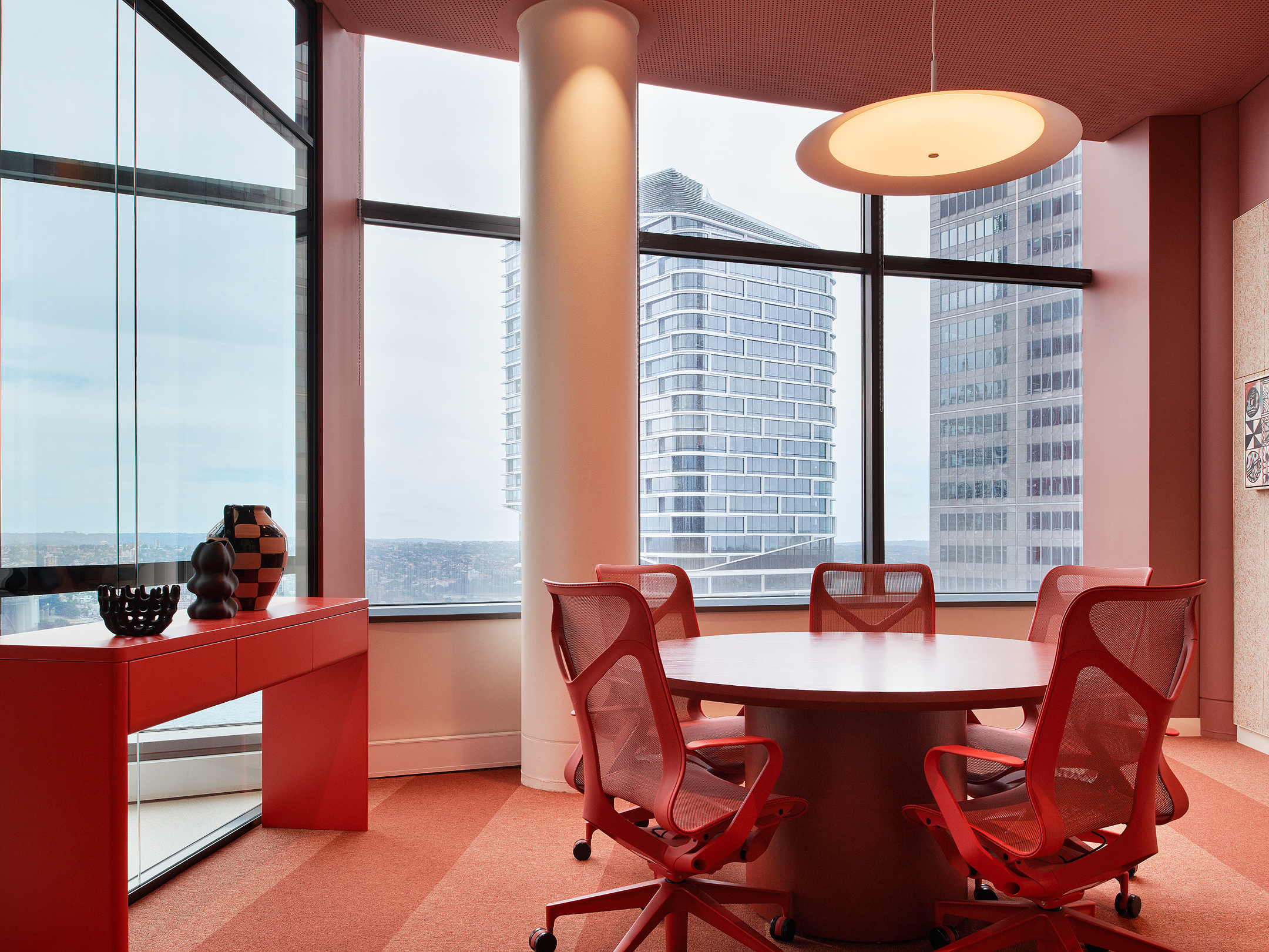 Cosm Chair in Canyon, mid back, fixed arms