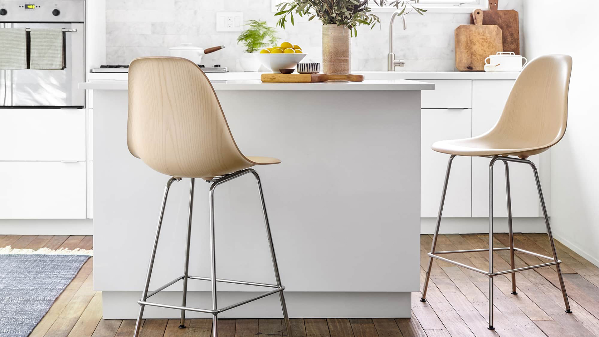 Eames Moulded Wood Counter Stools, Lifestyle