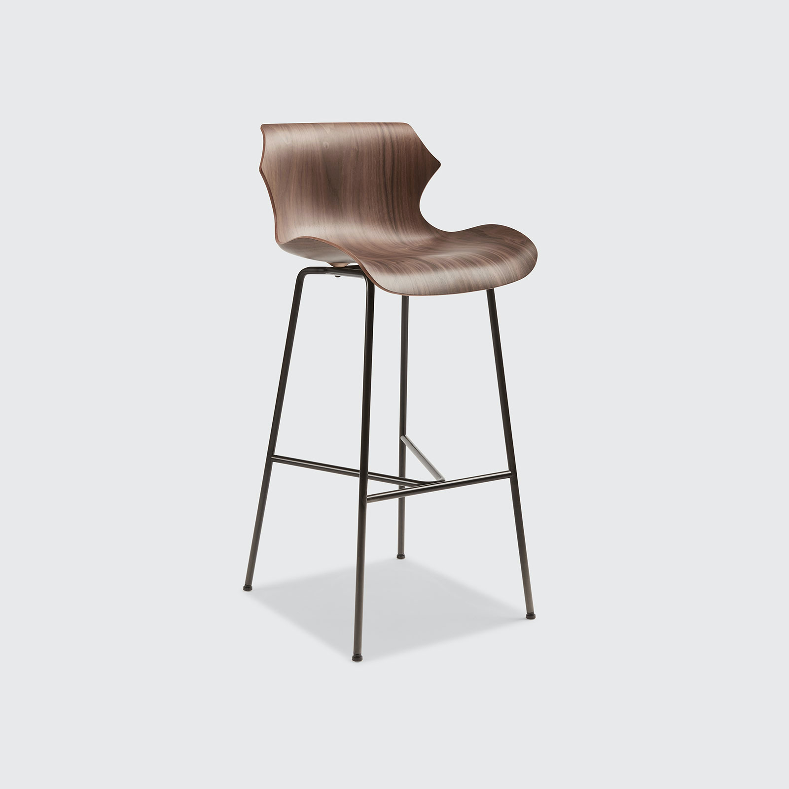 BassamFellows Petal Bar Stool with Metal Base Living Edge