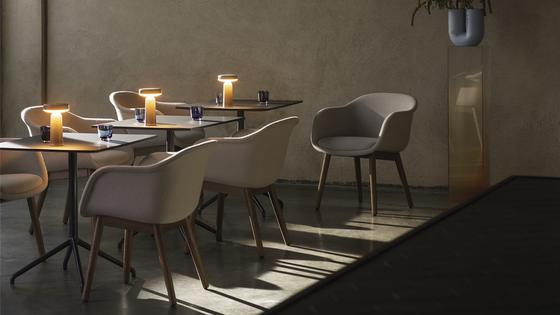 Fiber Conference Armchair, Wood Base, Lifestyle