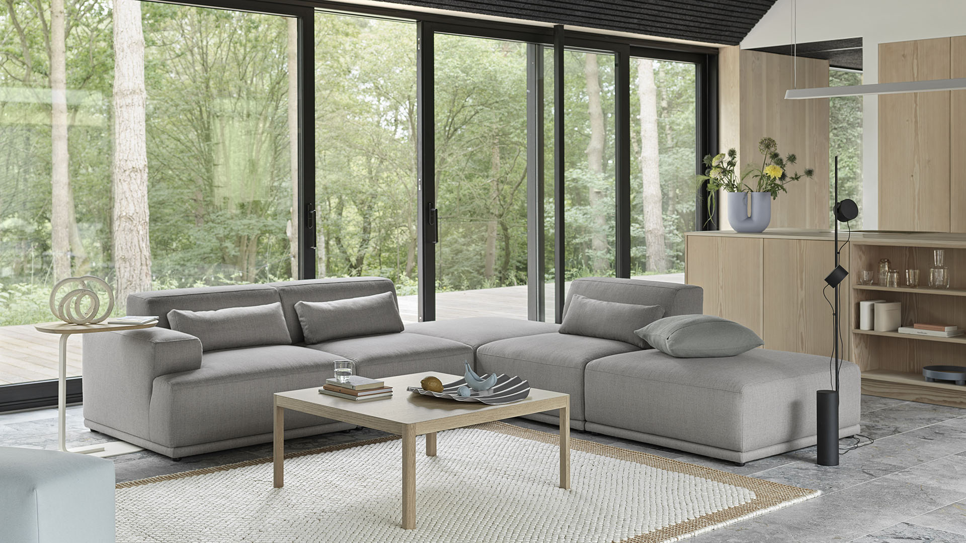 Muuto Connect Soft Modular Sofa, corner configuration, lifestyle interior