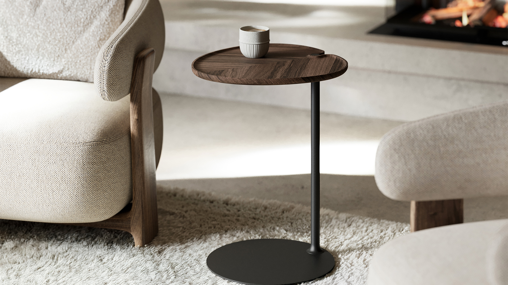 Leaf 1, Side Table, Walnut Black, Lifestyle