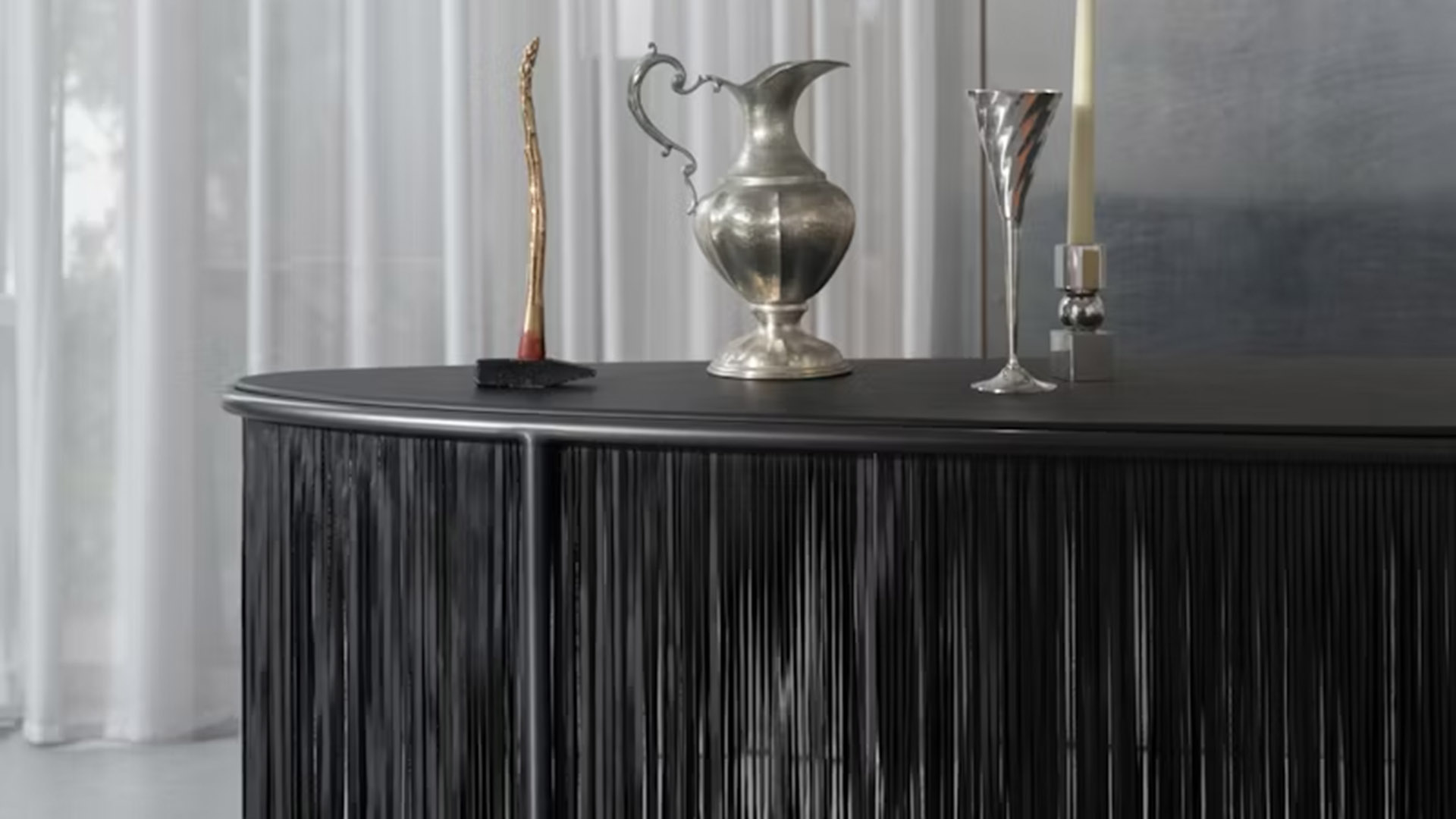 Dozie Kanu Console Table, Black, Lifestyle