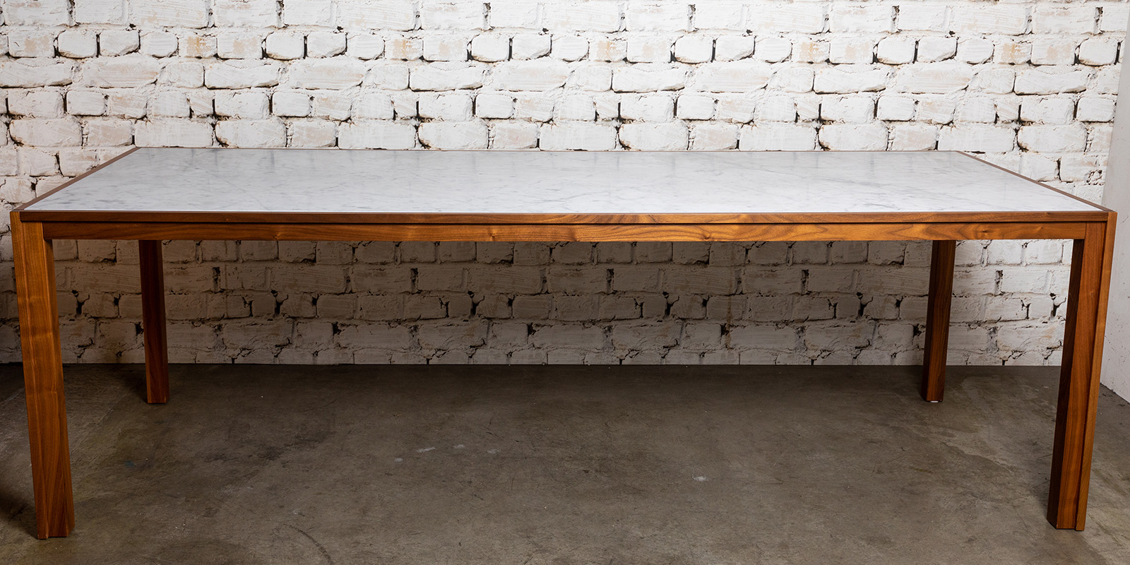 Doubleframe Table, Carrara Marble & Walnut