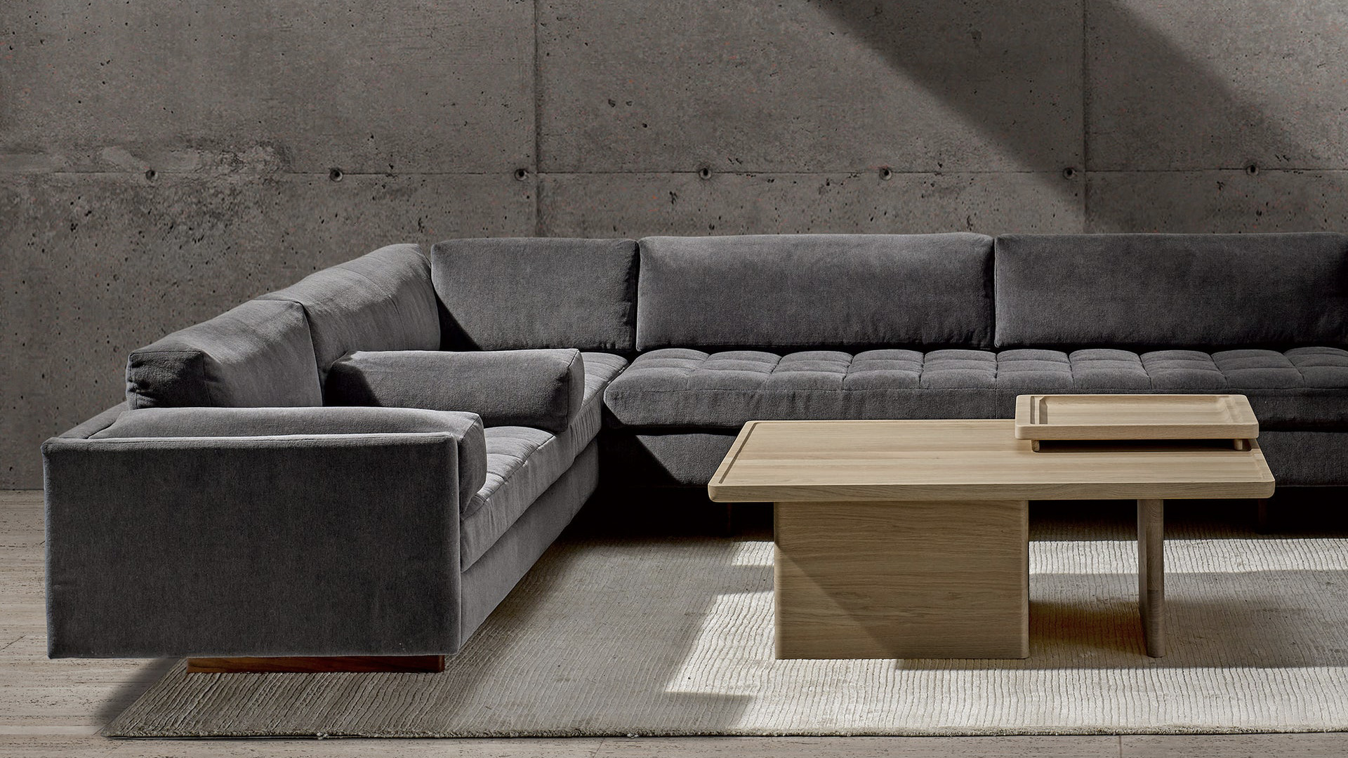 Asymmetric Sofa, Side/Coffee Table, Lifestyle
