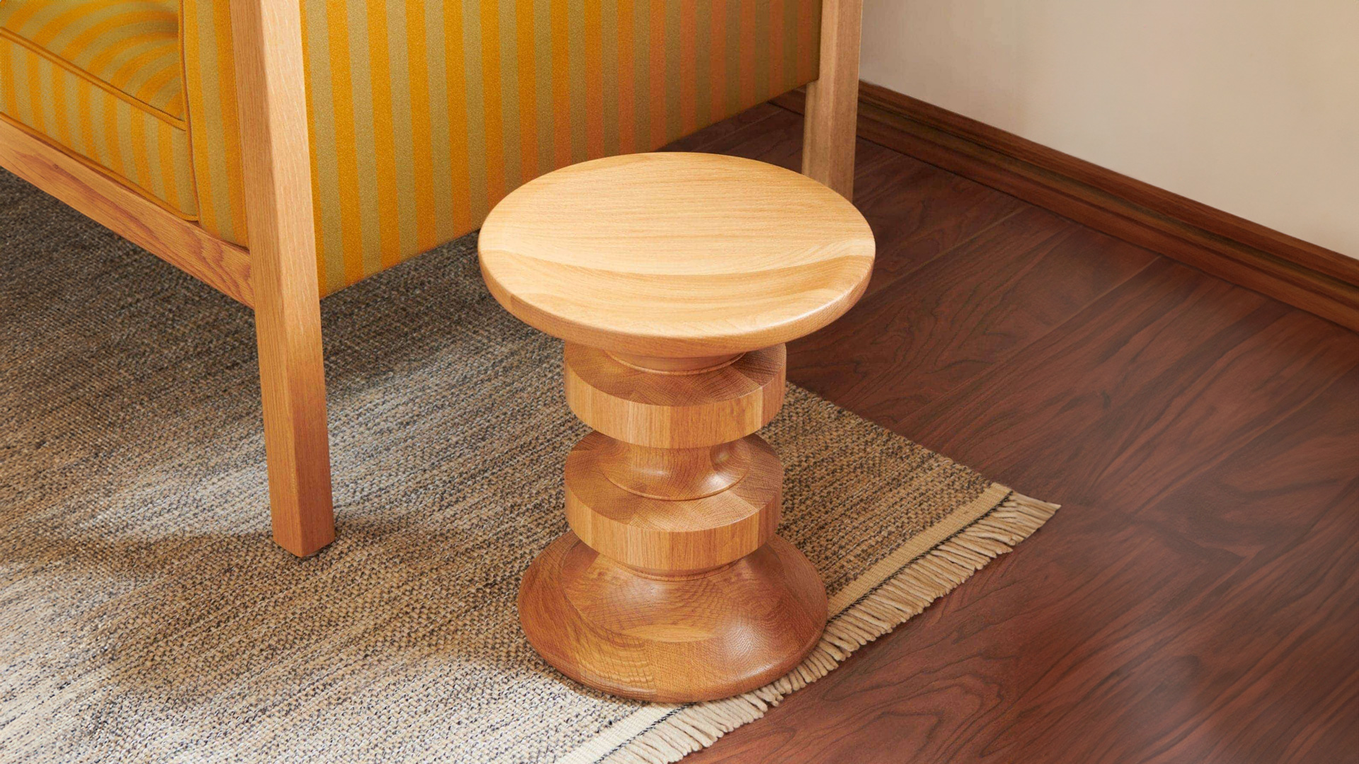 Eames Turned Stool, White Oak