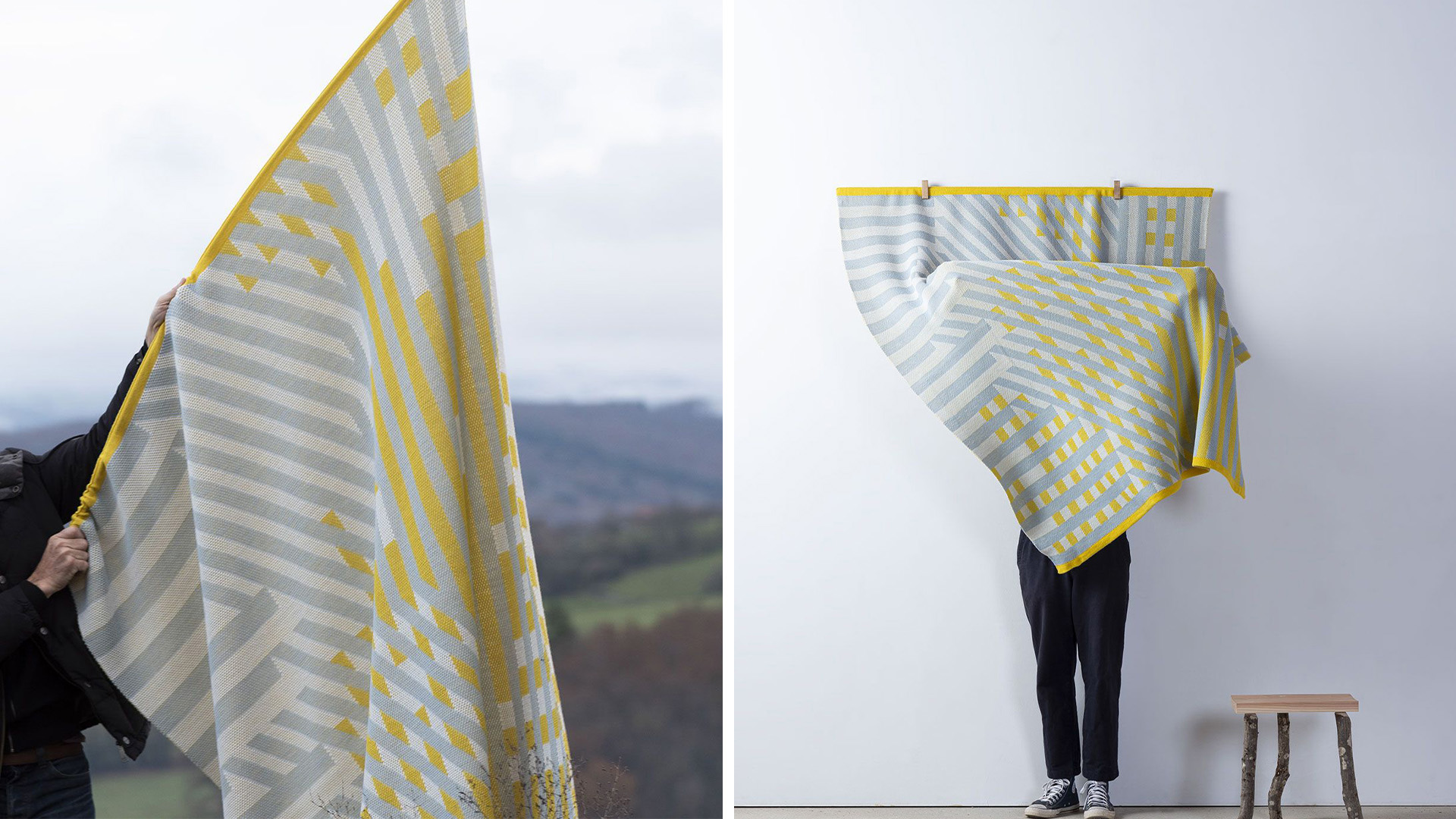 Risk Knit Large – Light Blue, Yellow, Beige, Lifestyle