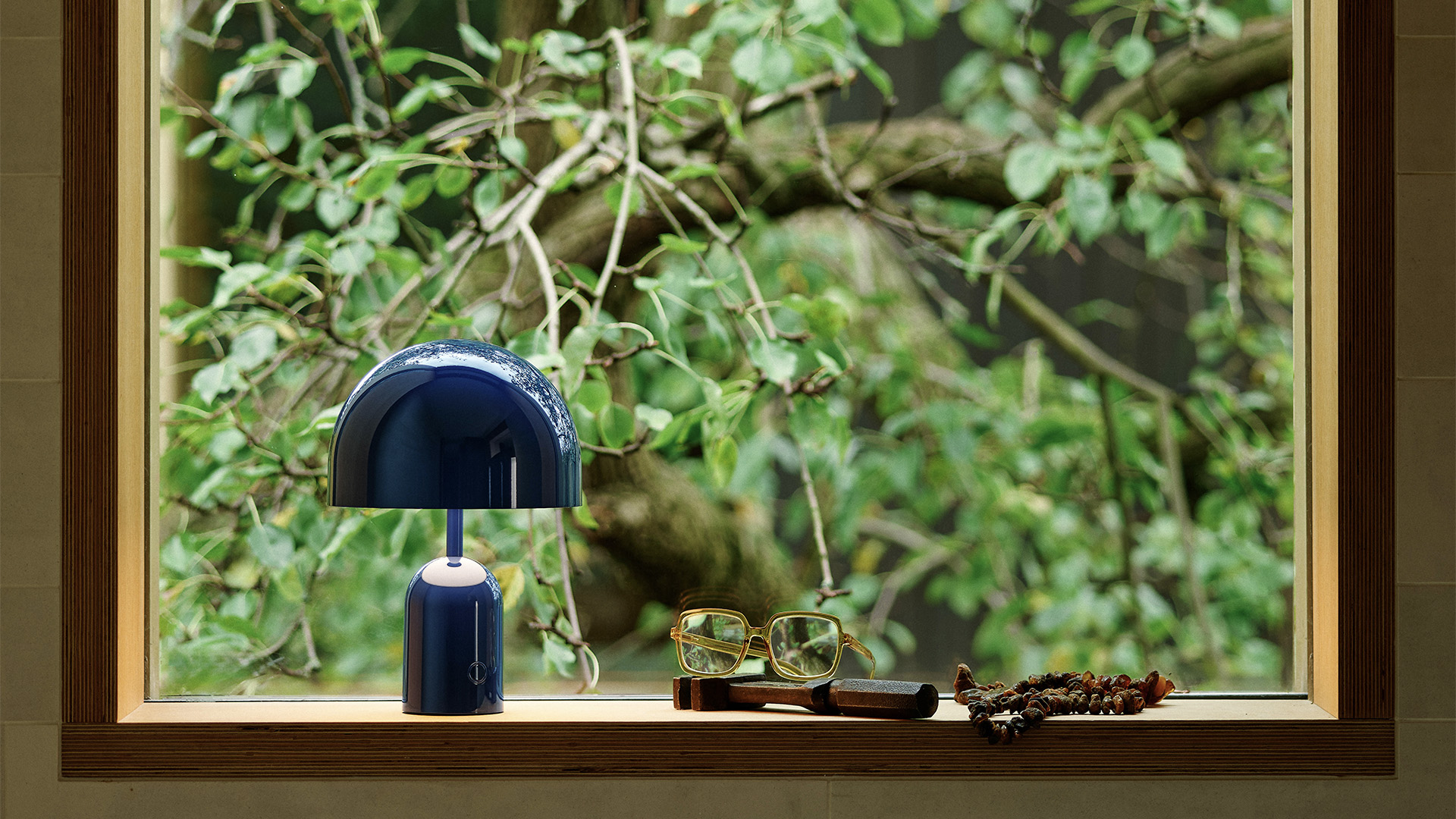 Bell Portable Lamp, Indigo, Lifestyle