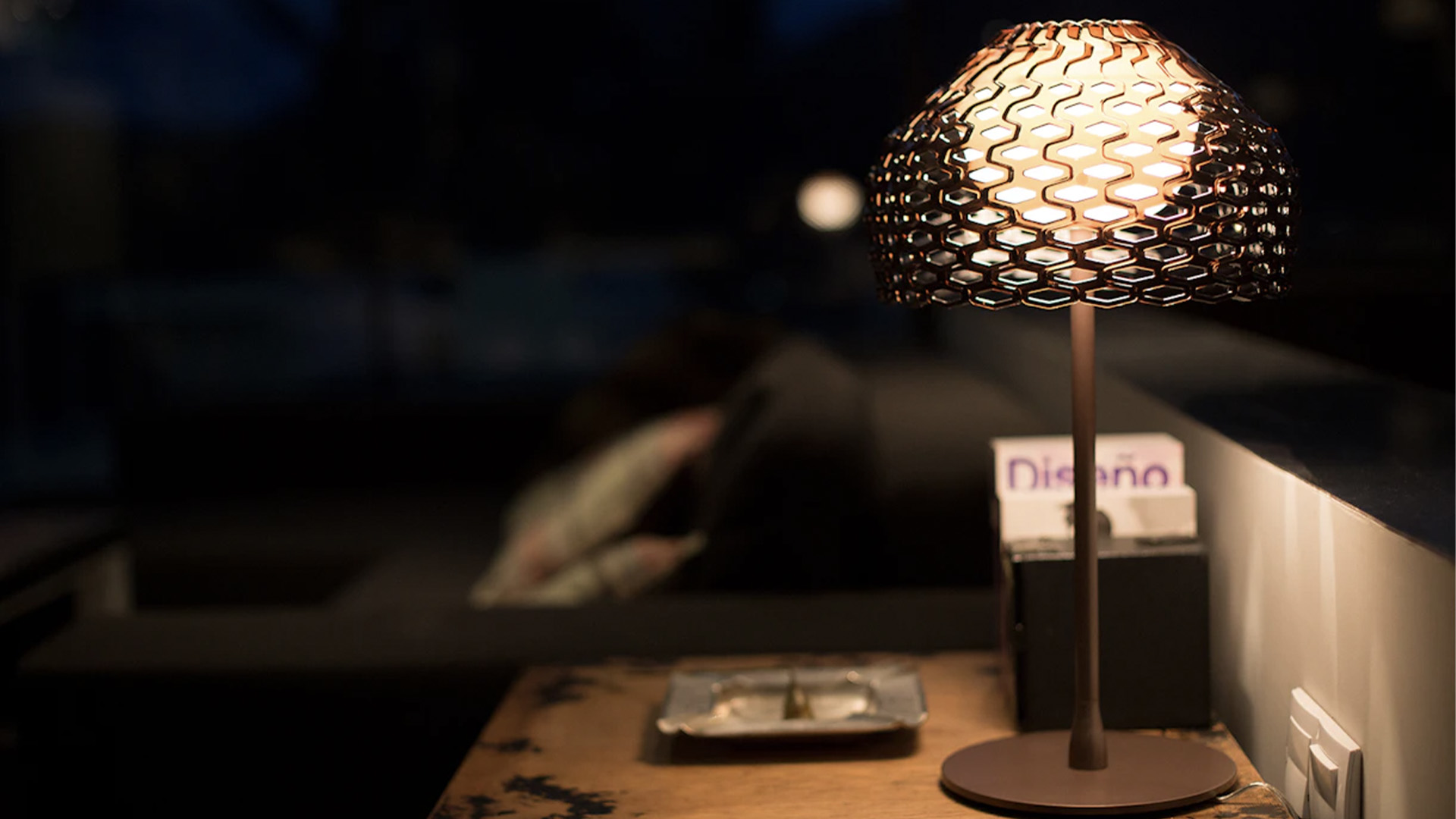 Tatou Table Lamp, Ochre Grey, Lifestyle