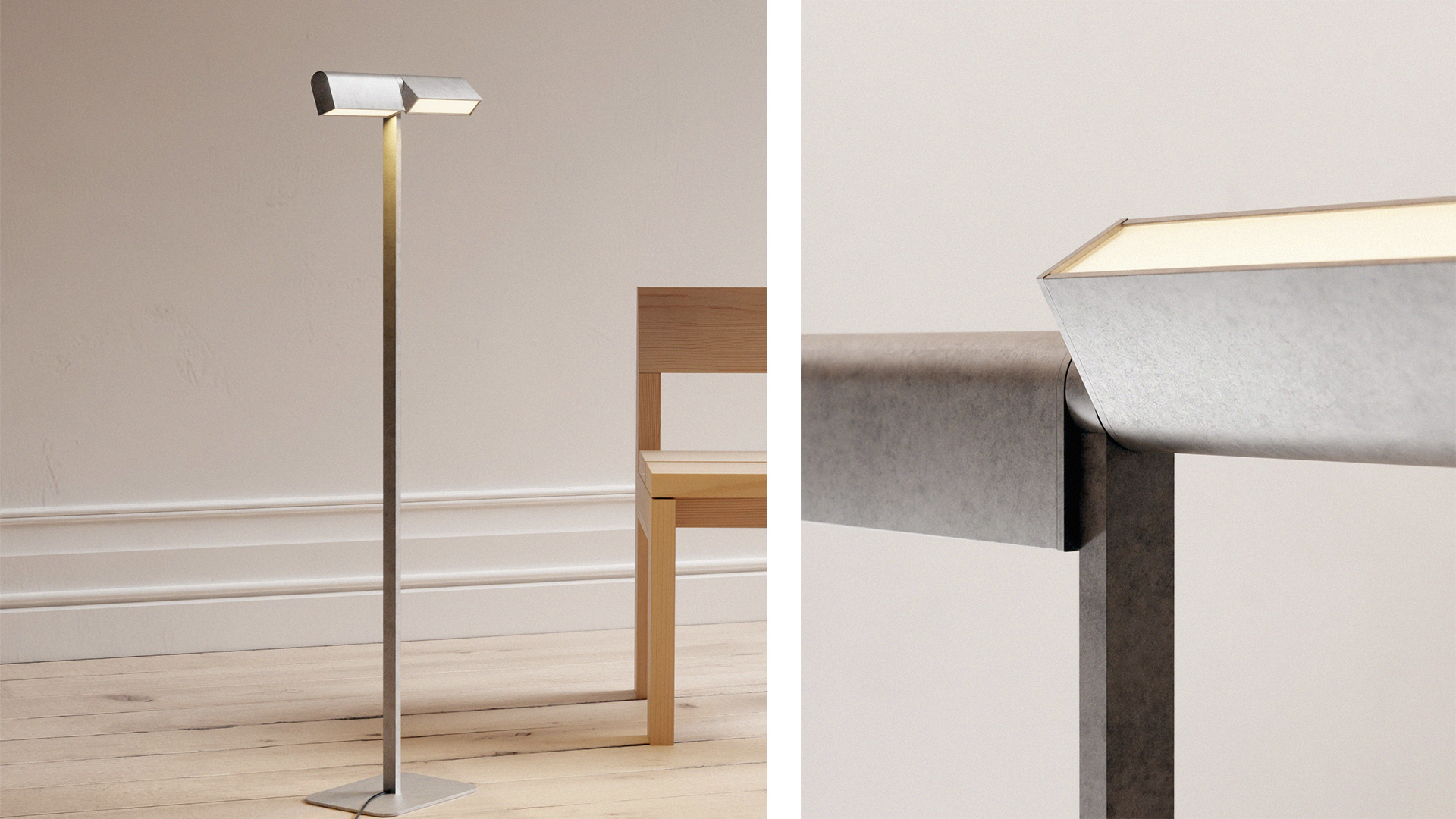 Ipoli 08 Floor Lamp, Double, Tumbled Aluminium