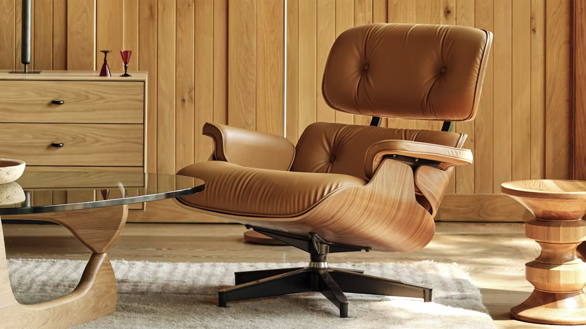 Eames Lounge Chair and Ottoman, Bamboo Russet, Lifestyle