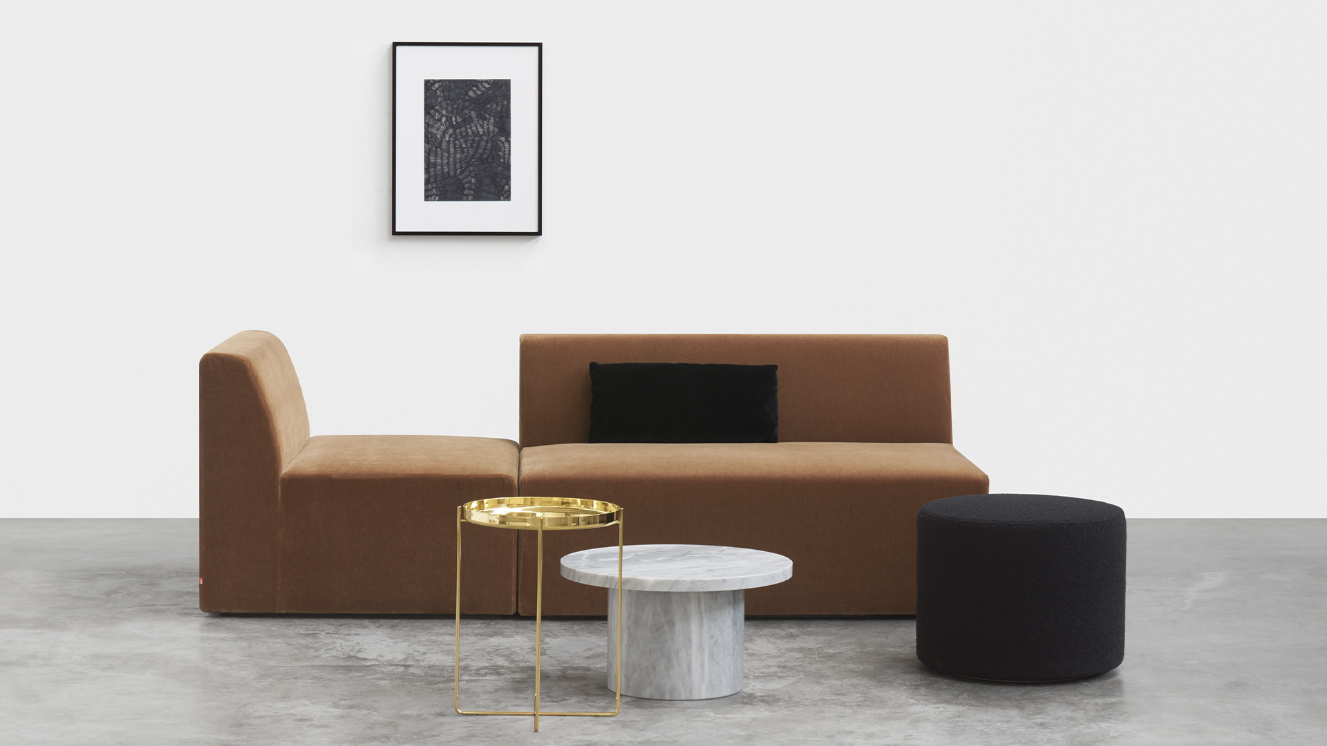 Enoki Migoto Side Table, Kerman Sofa